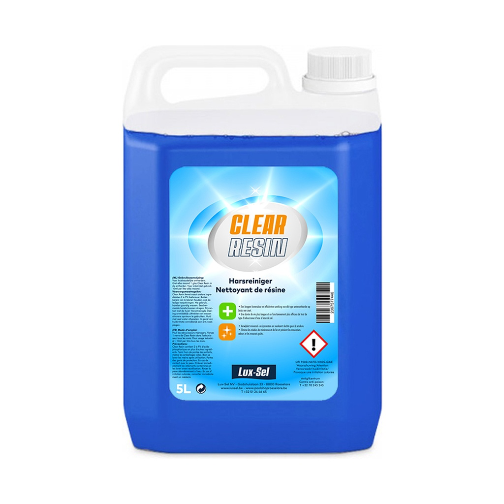 Clear Resin 5L – Nettoyant pour résine d’adoucisseur d’eau (Bouteille)