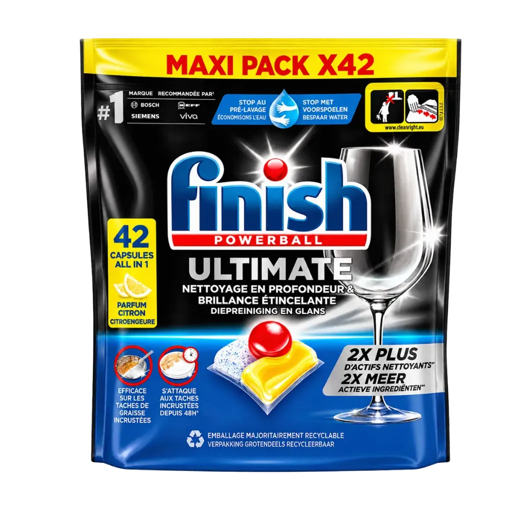 FINISH Powerball Ultimate Lemon Vaatwastabletten 42st. (1 Zak: 1 x 42st.)