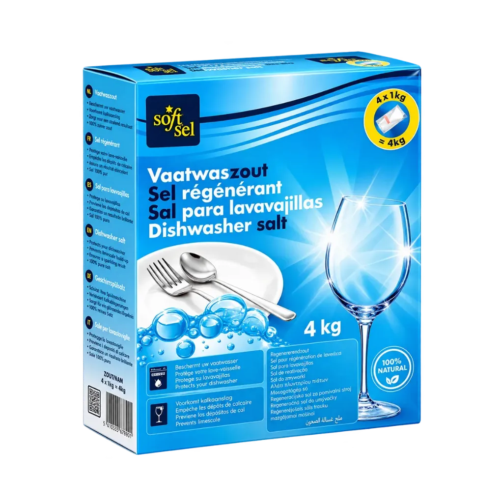 SOFT-SEL Vaatwaszout 4X1KG (1 Doos: 4 x 1KG)