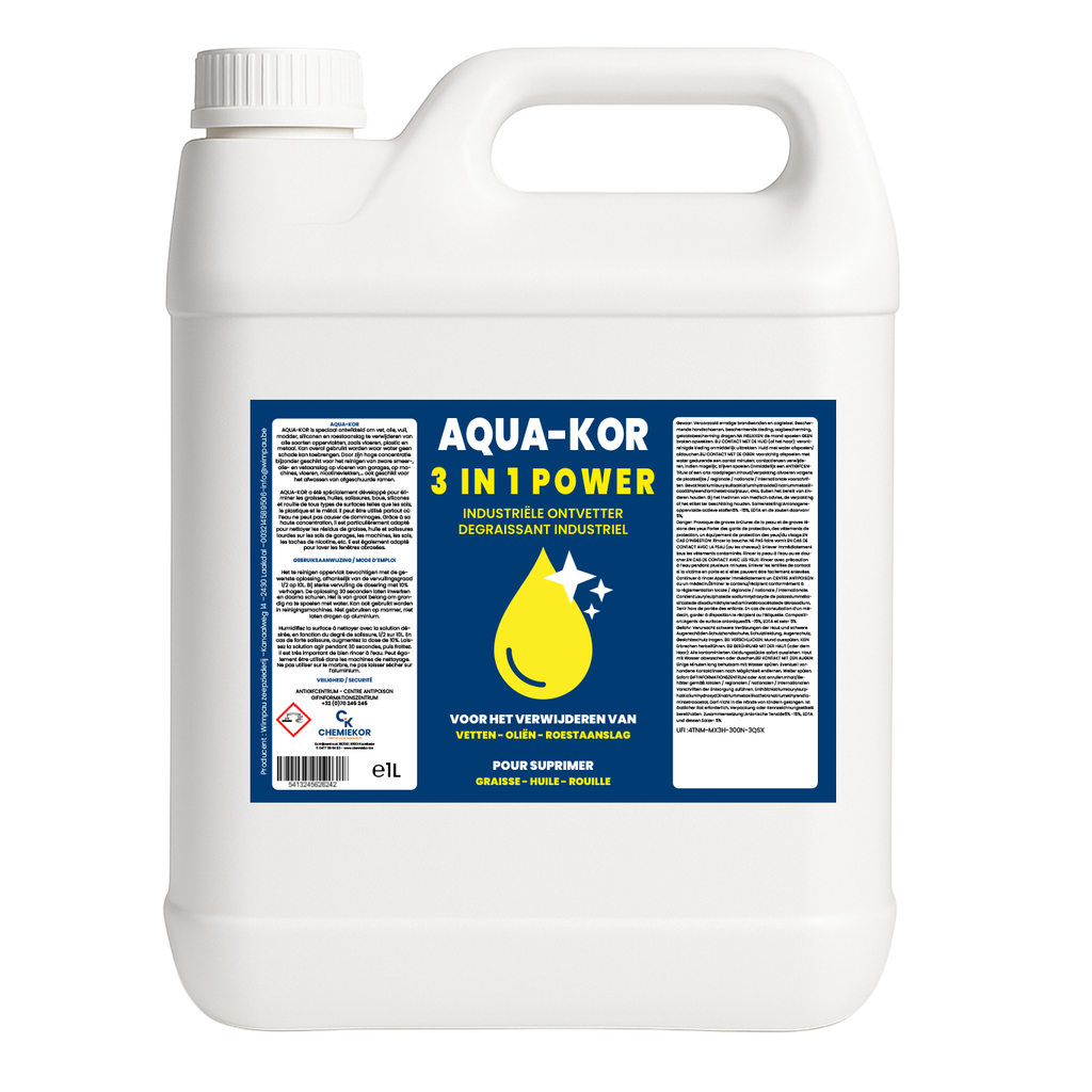 CHEMIEKOR AquaKor 5L – Élimination des graisses – Huiles – Dépôts de rouille (Bouteille)