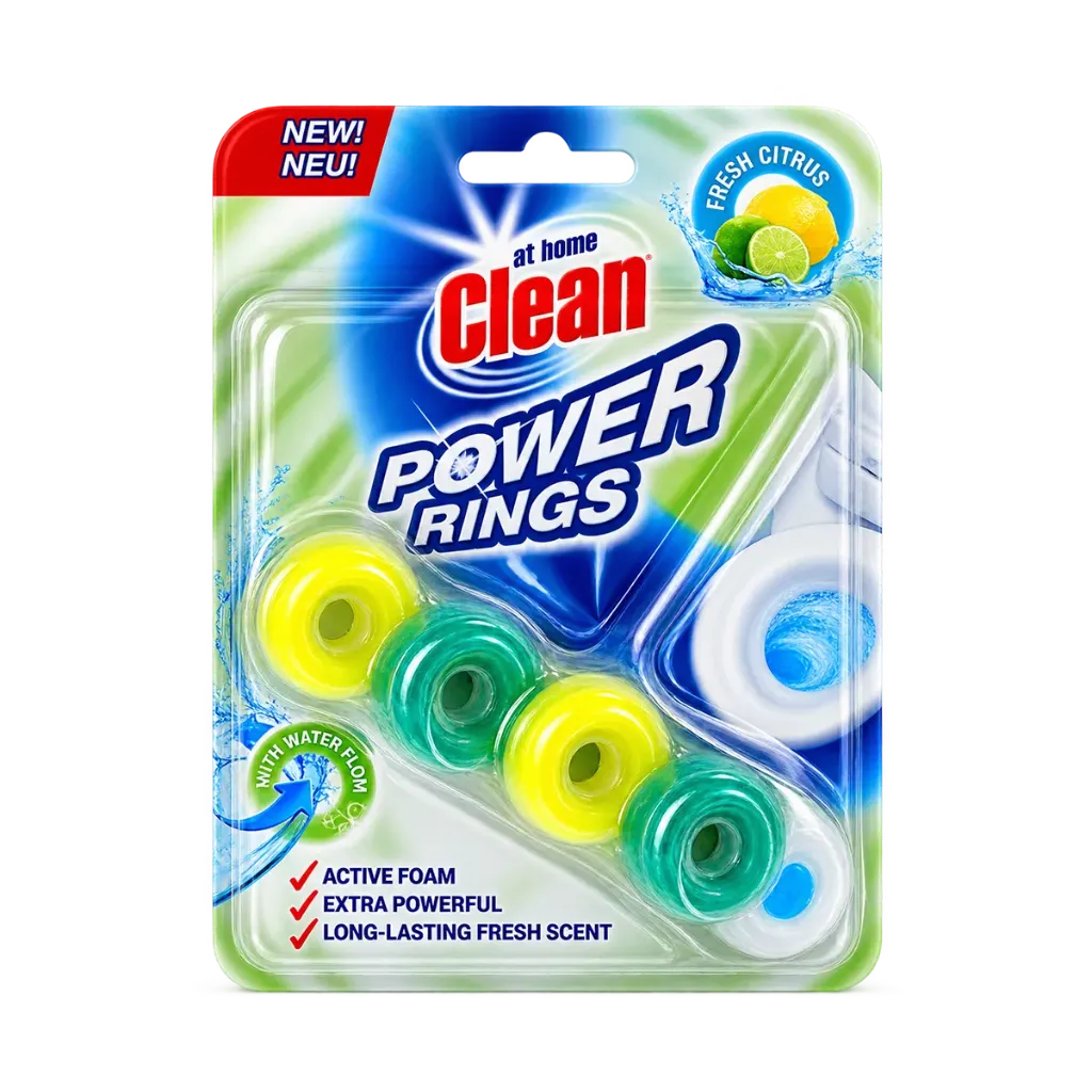 AT HOME CLEAN Power Rings Fresh Citrus Toiletblok 40gr. (1 Stuk: 1 x 40gr)